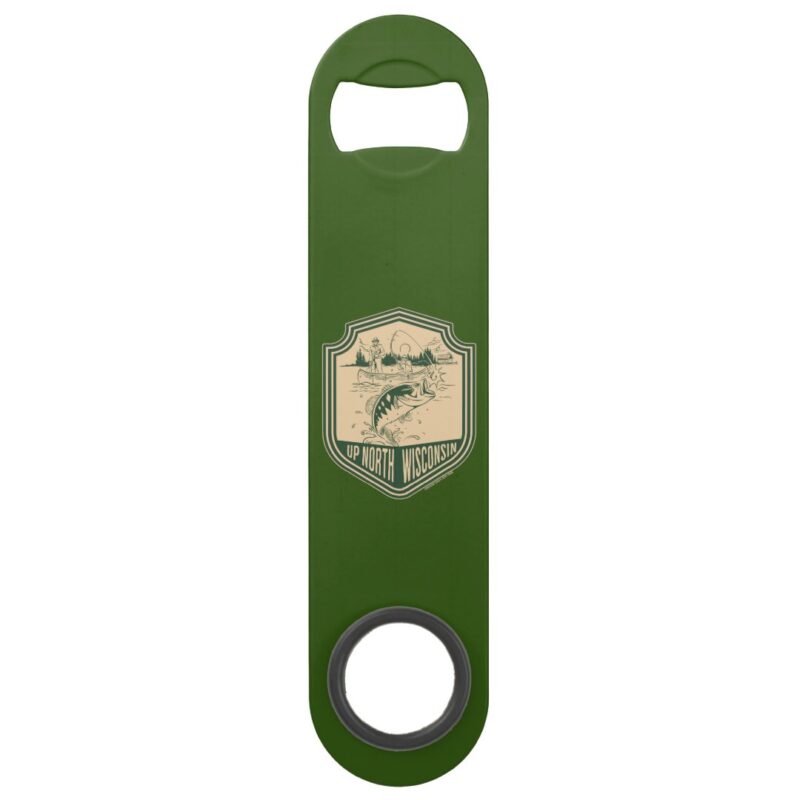 Up North Wisconsin Fishing Badge Speed Bottle Opener