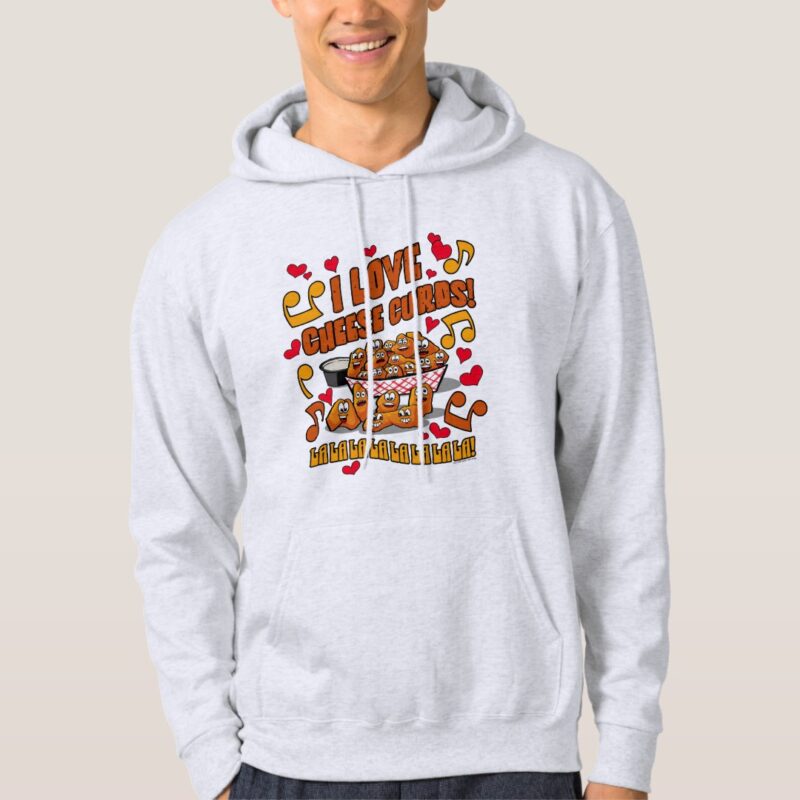 I Love Cheese Curds! Men's Basic Hooded Sweatshirt